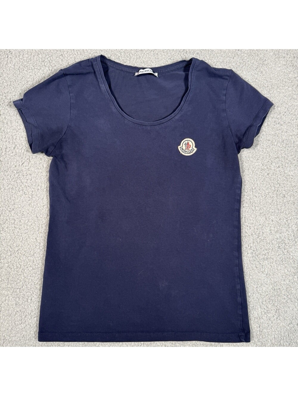 MONCLER T Shirt Blue with Logo Women's Medium